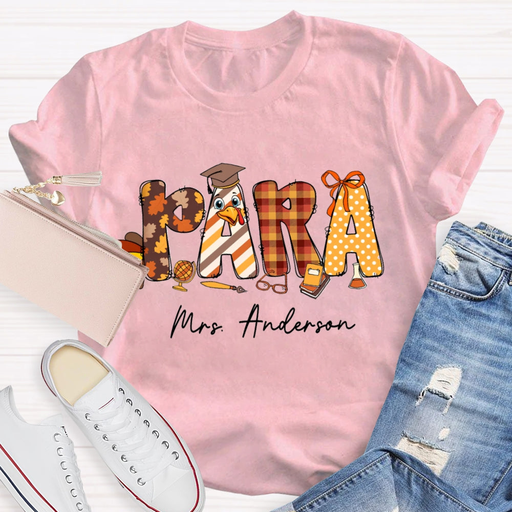 Personalized Name Thanksgiving Fall Season Para T-Shirt