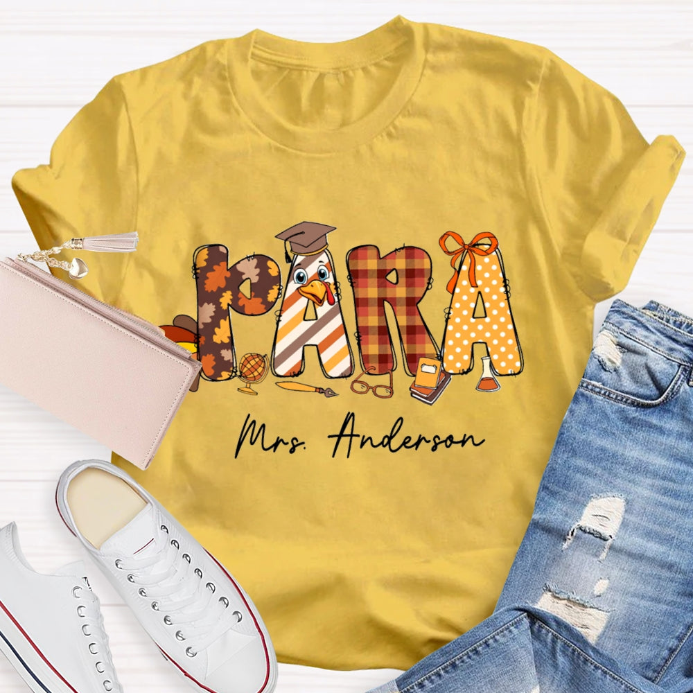 Personalized Name Thanksgiving Fall Season Para T-Shirt