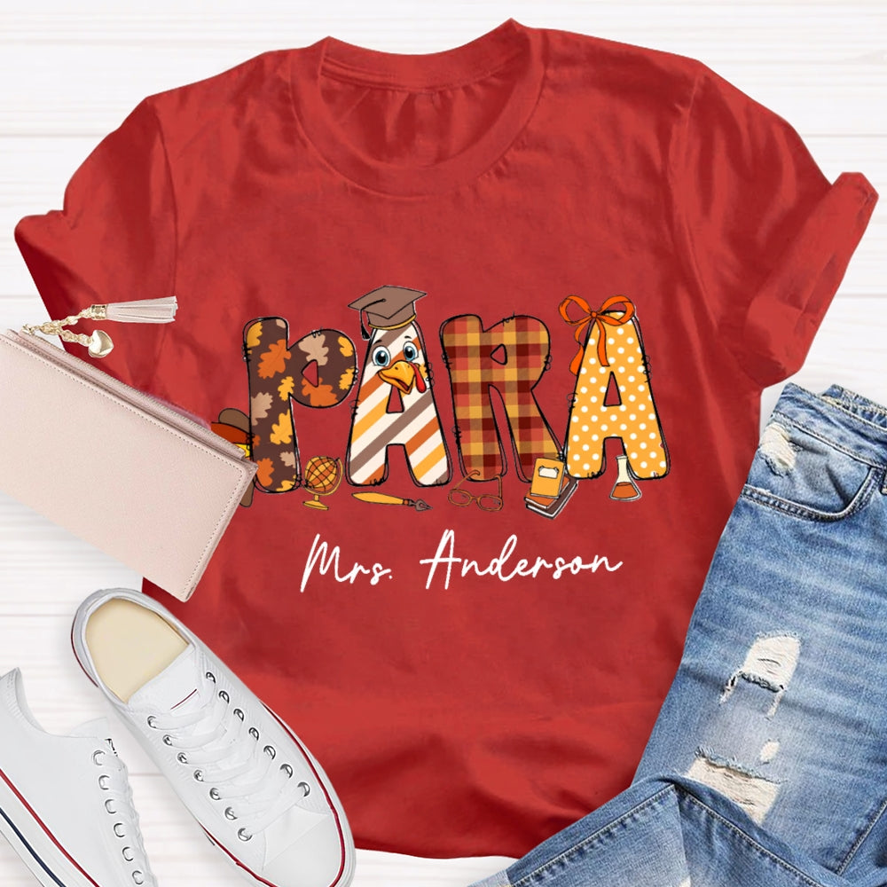 Personalized Name Thanksgiving Fall Season Para T-Shirt