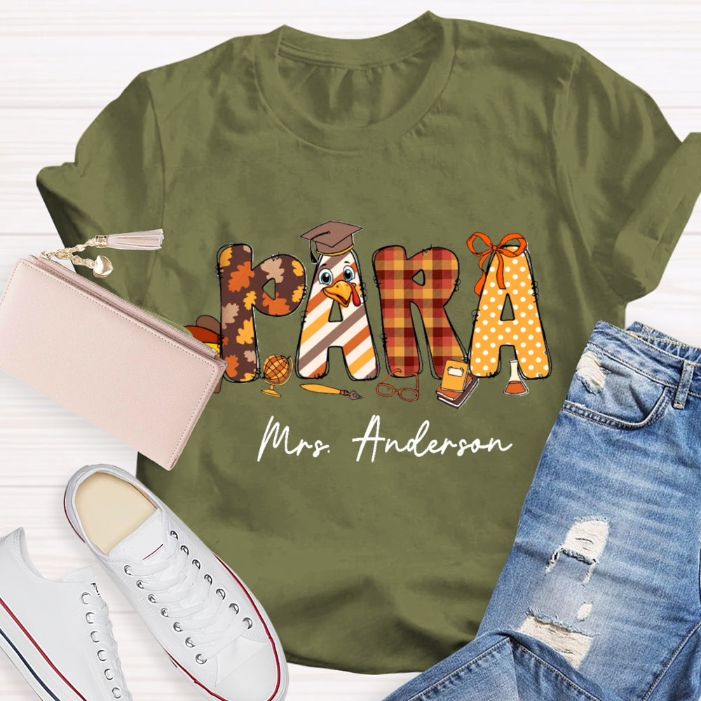Personalized Name Thanksgiving Fall Season Para T-Shirt