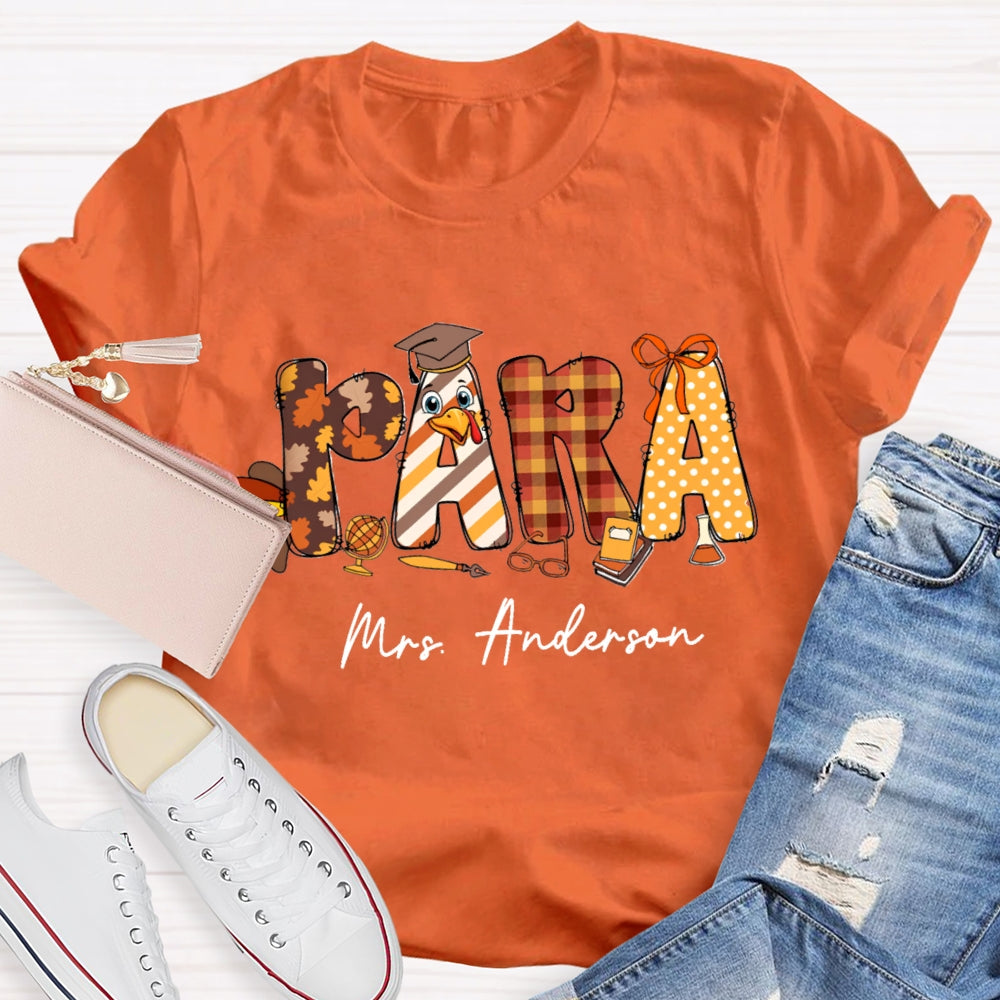 Personalized Name Thanksgiving Fall Season Para T-Shirt