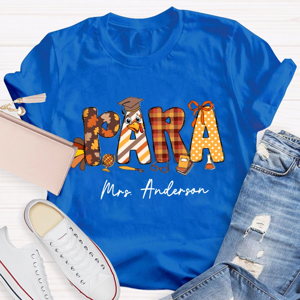 Personalized Name Thanksgiving Fall Season Para T-Shirt