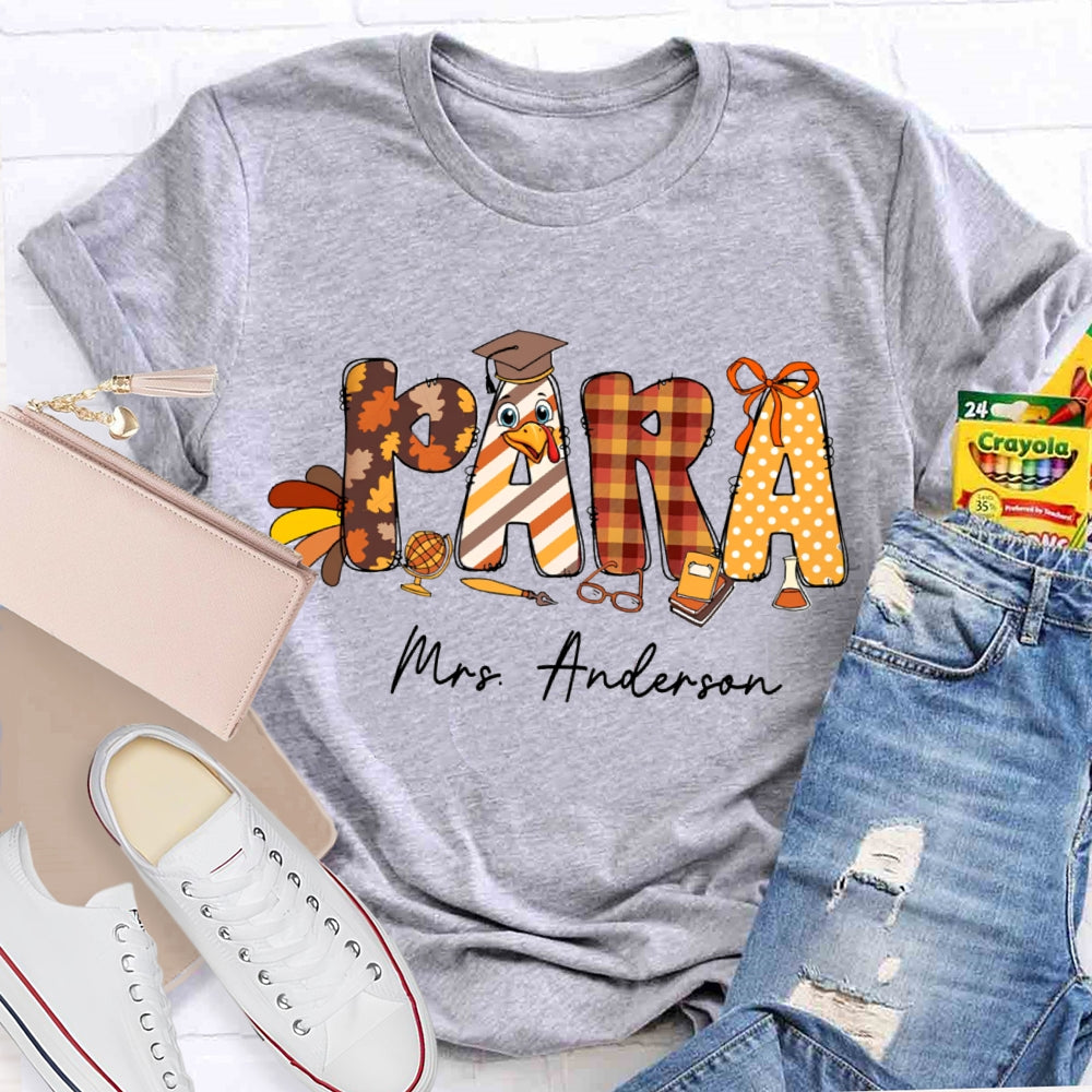 Personalized Name Thanksgiving Fall Season Para T-Shirt