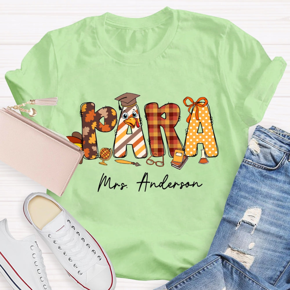 Personalized Name Thanksgiving Fall Season Para T-Shirt