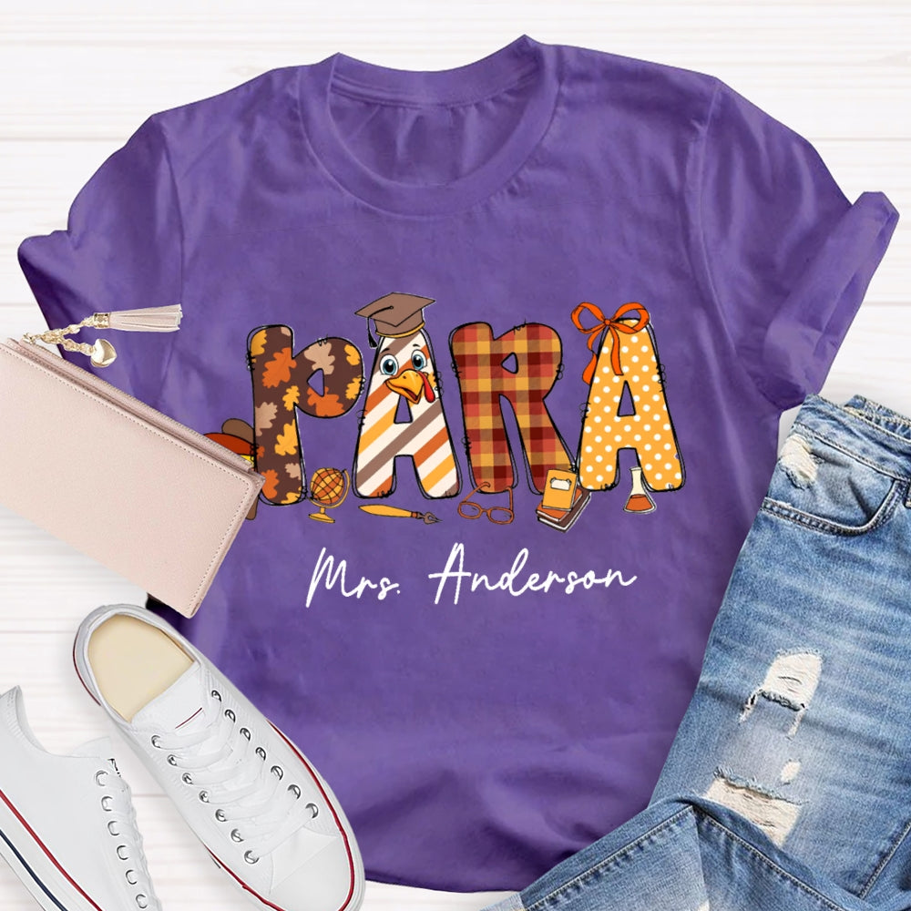 Personalized Name Thanksgiving Fall Season Para T-Shirt