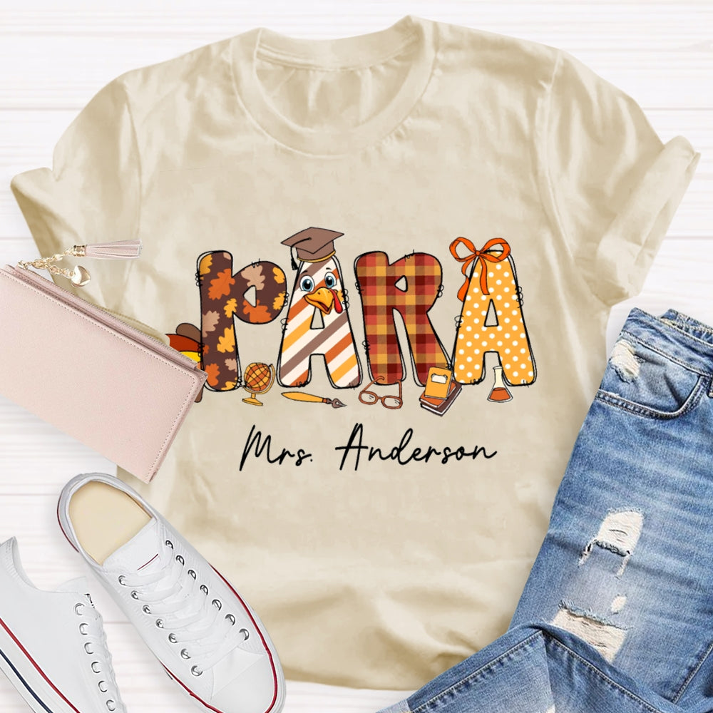 Personalized Name Thanksgiving Fall Season Para T-Shirt
