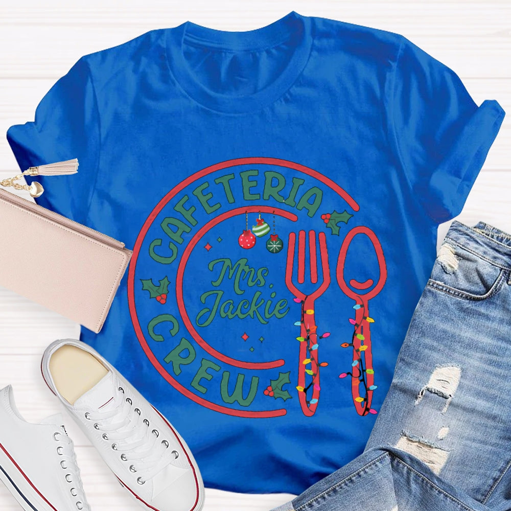 Personalized Name Cafeteria Crew Christmas Lights Christmas T-shirt