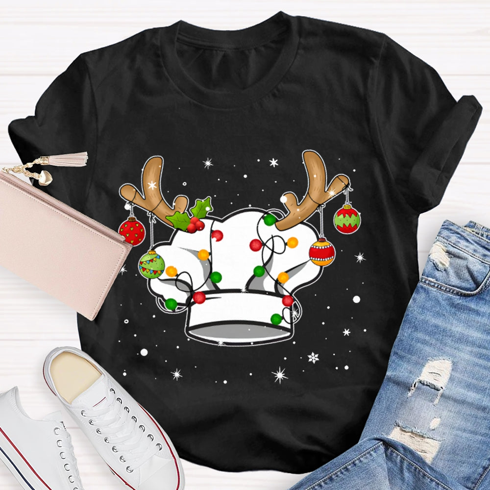Christmas Chef Hat Snowflakes And Christmas Lights T-shirt