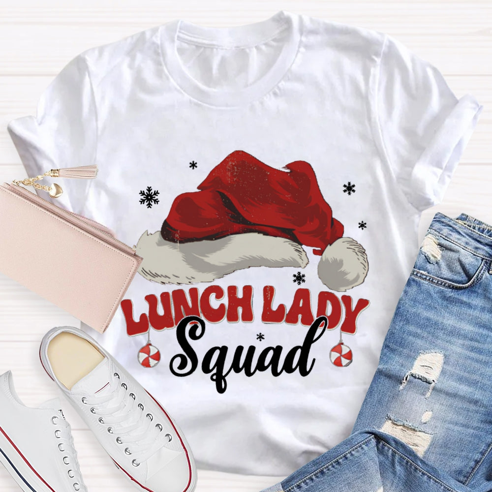 Lunch Lady Squad Santa Hat Christmas T-shirt