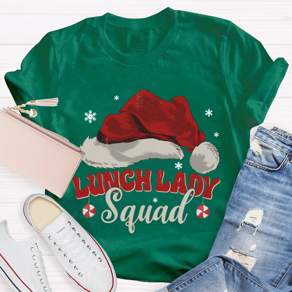 Lunch Lady Squad Santa Hat Christmas T-shirt