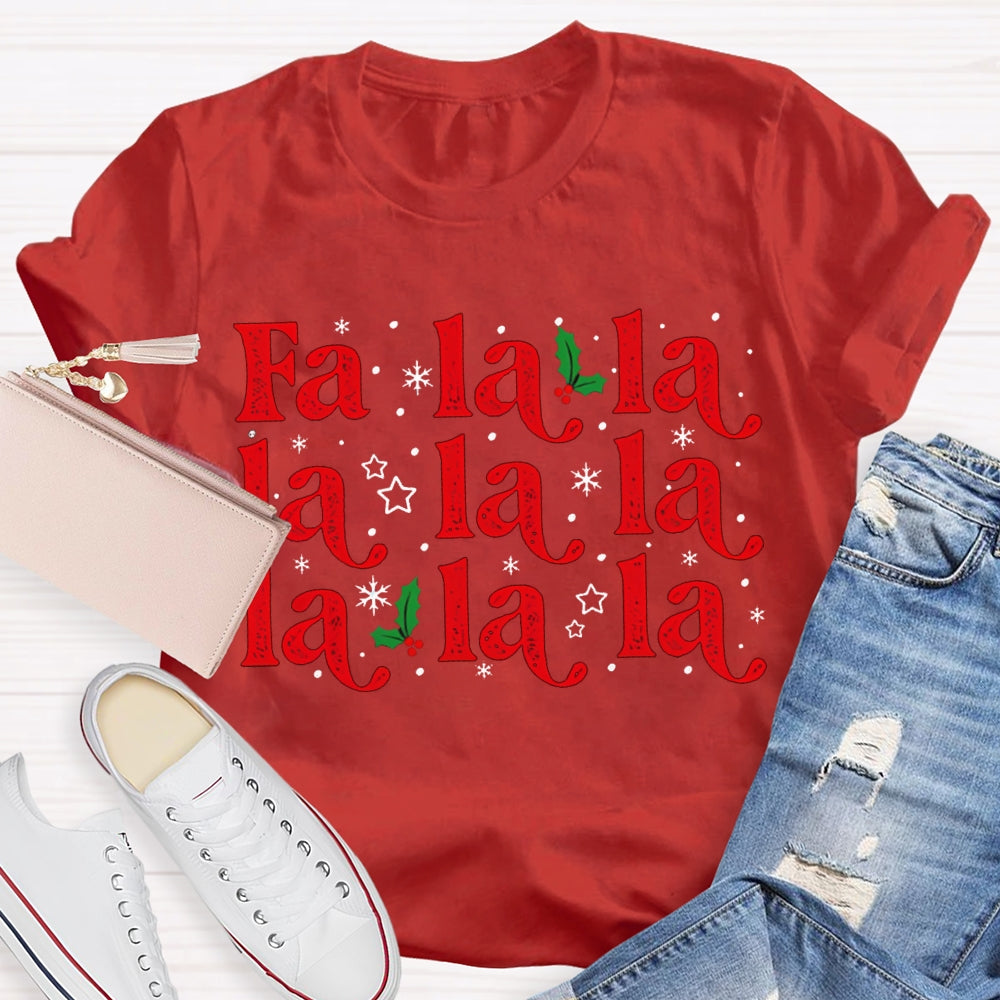 Fa La La La Musical Notes And Snowflakes Christmas Music T-shirt