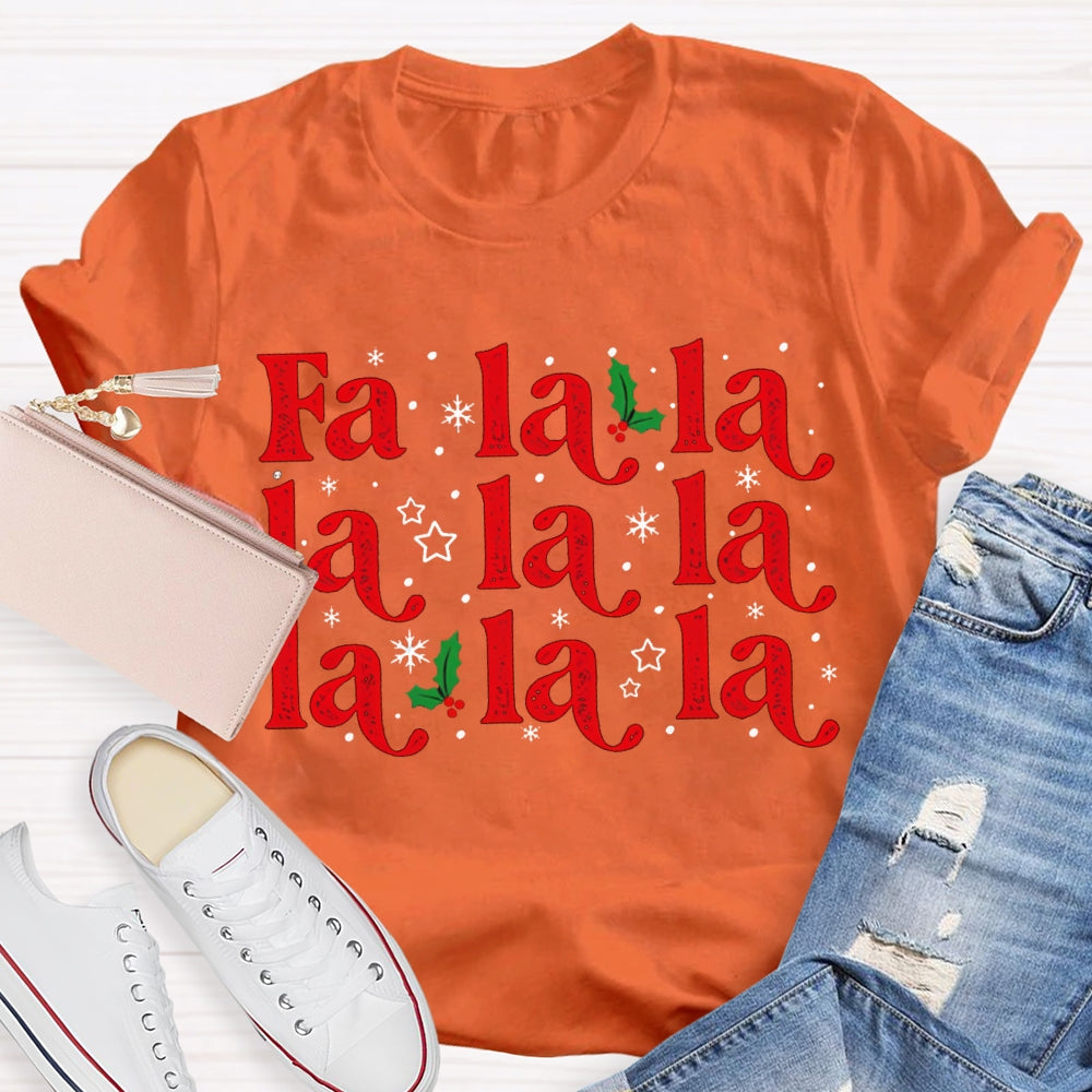 Fa La La La Musical Notes And Snowflakes Christmas Music T-shirt