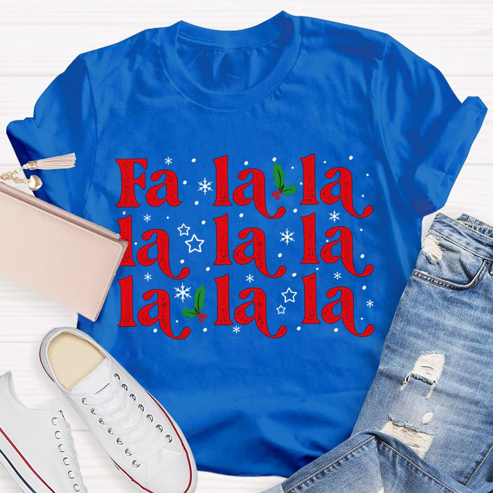 Fa La La La Musical Notes And Snowflakes Christmas Music T-shirt