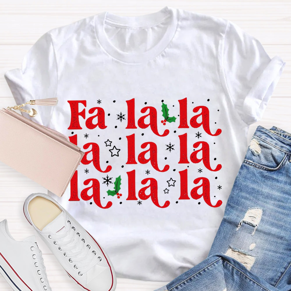 Fa La La La Musical Notes And Snowflakes Christmas Music T-shirt