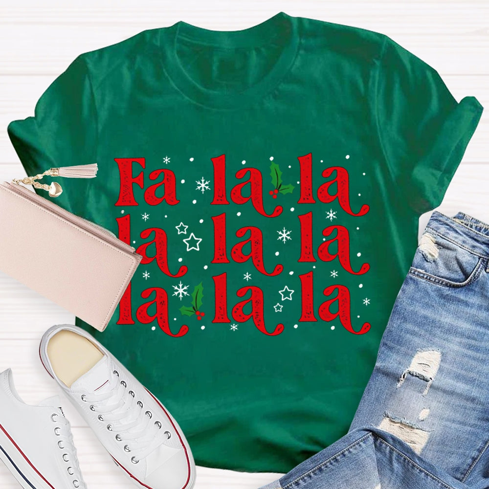 Fa La La La Musical Notes And Snowflakes Christmas Music T-shirt