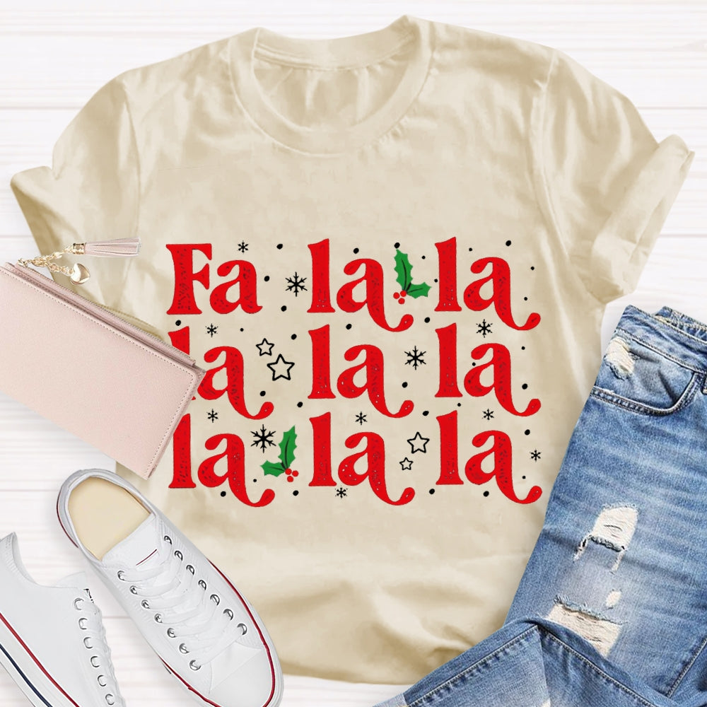 Fa La La La Musical Notes And Snowflakes Christmas Music T-shirt