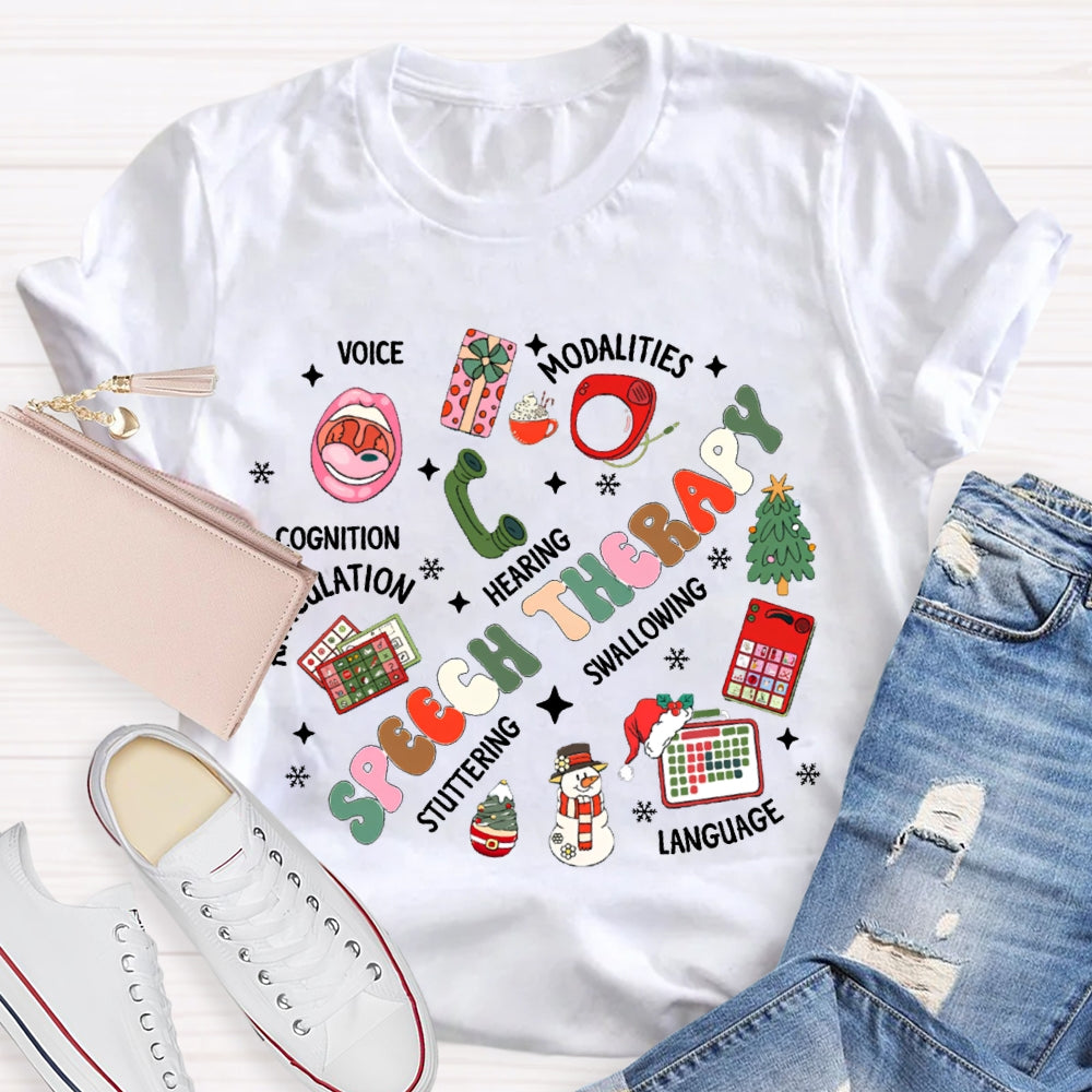 Speech Therapy Voice Modalities Hearing Stuttering Christmas T-shirt