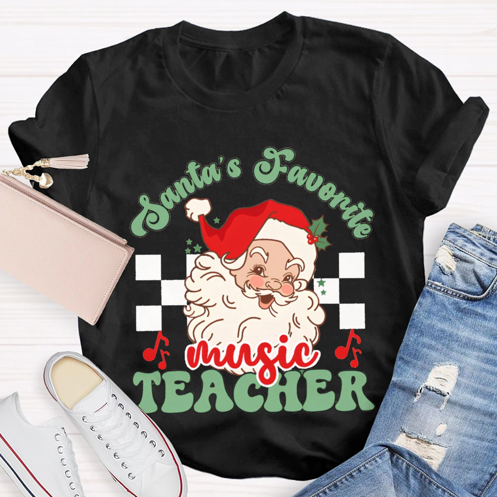 Santa'S Favorite Music Teacher Christmas T-shirt