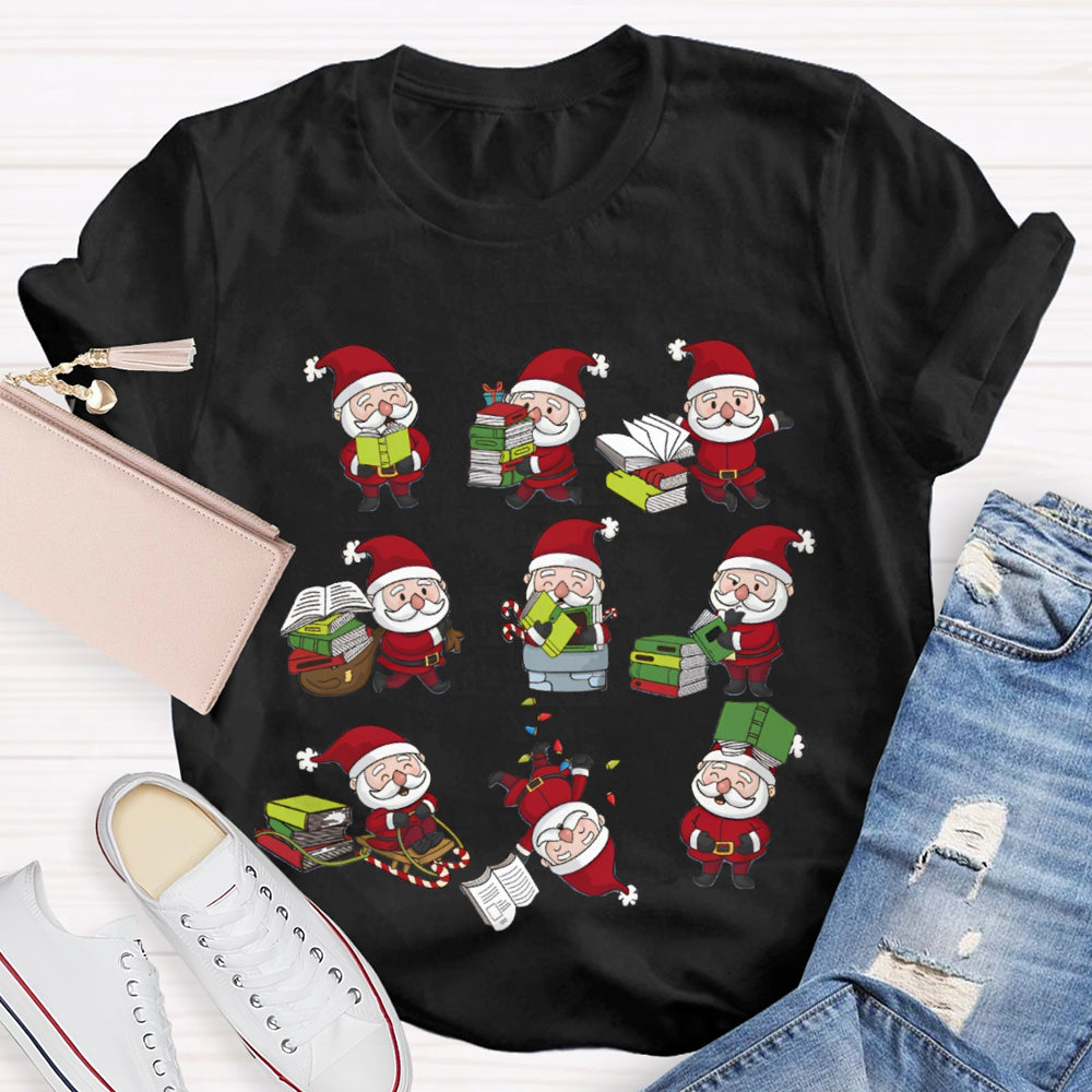Santa Claus Reading A Book Christmas T-shirt