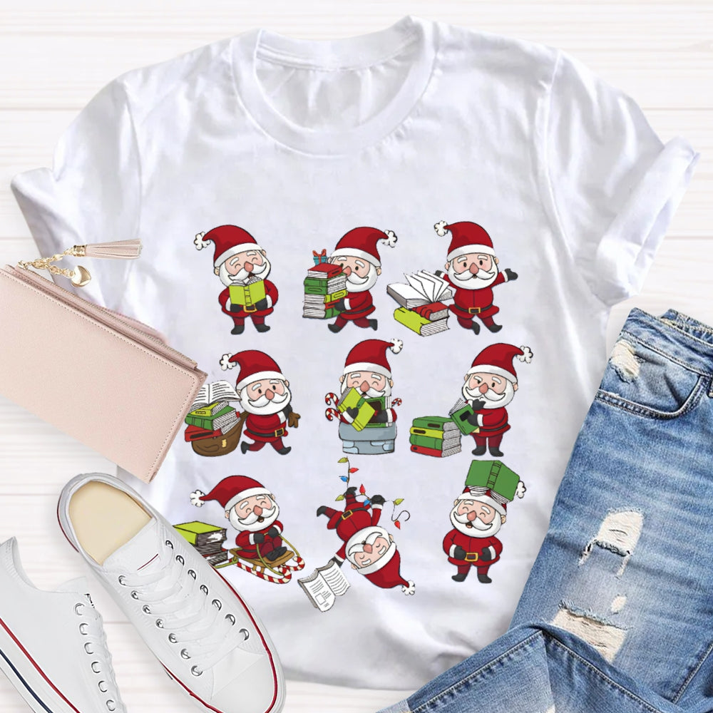 Santa Claus Reading A Book Christmas T-shirt