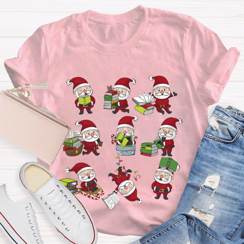 Santa Claus Reading A Book Christmas T-shirt