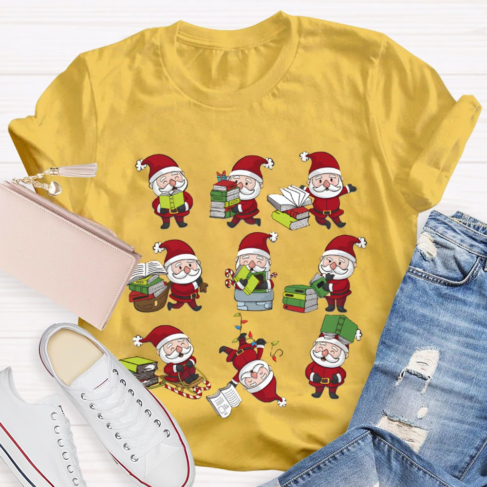Santa Claus Reading A Book Christmas T-shirt
