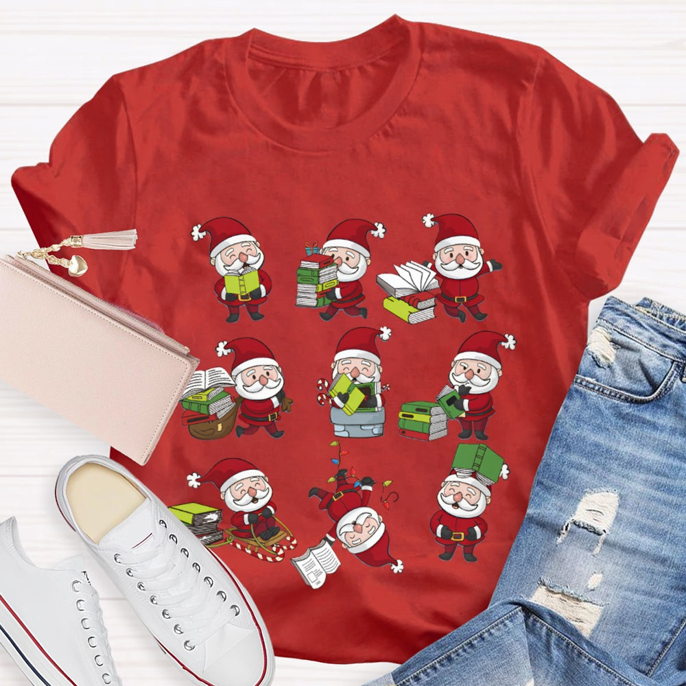 Santa Claus Reading A Book Christmas T-shirt
