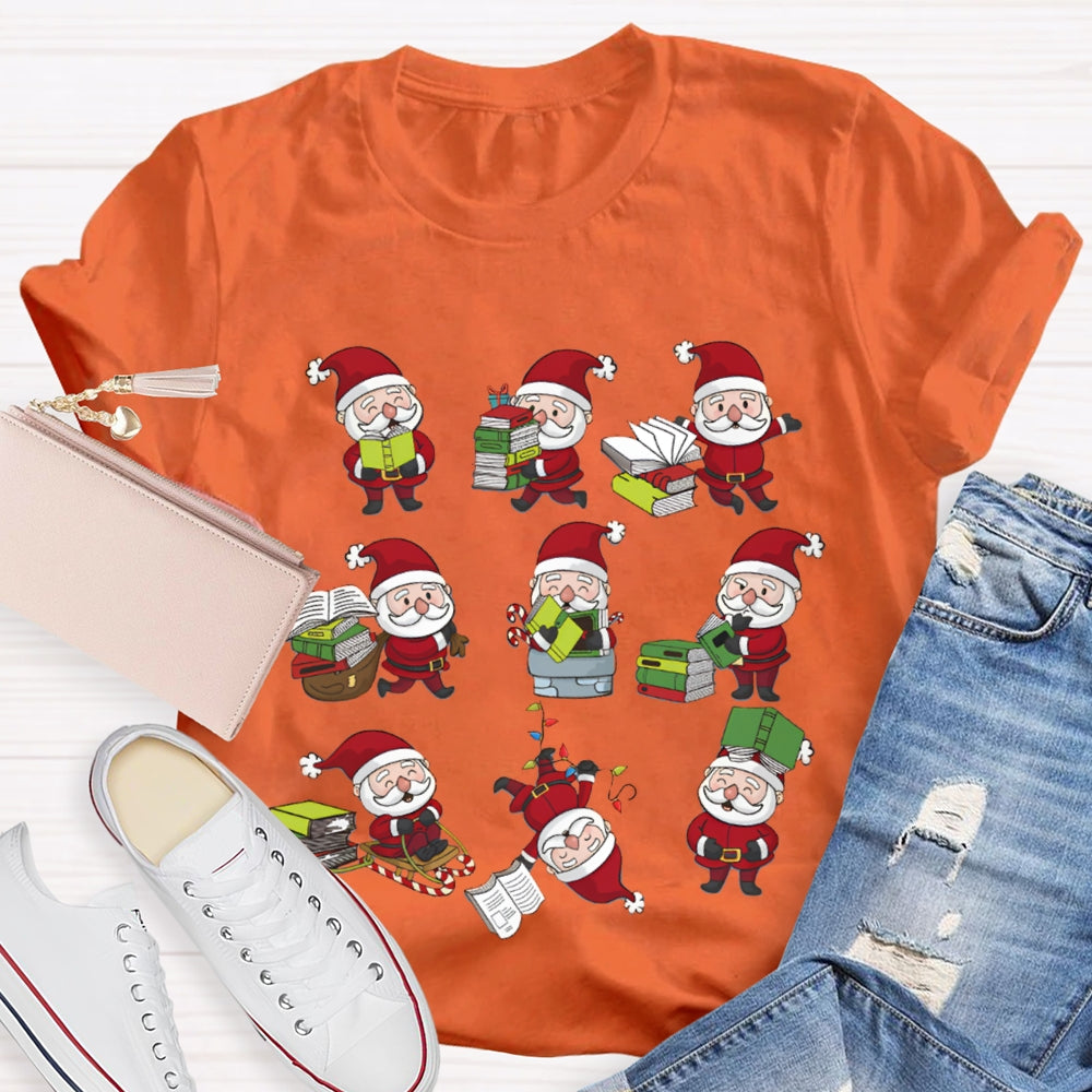 Santa Claus Reading A Book Christmas T-shirt