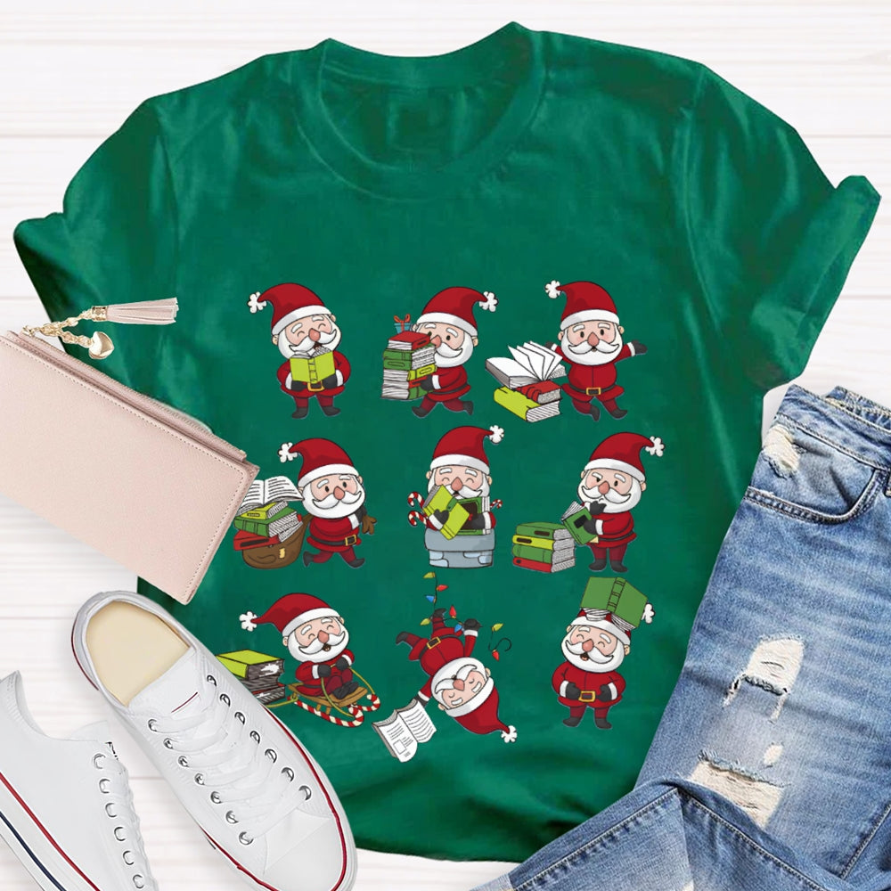 Santa Claus Reading A Book Christmas T-shirt
