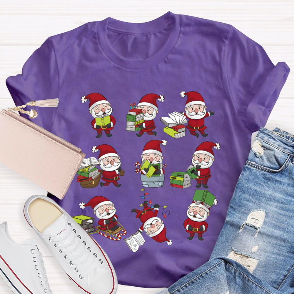 Santa Claus Reading A Book Christmas T-shirt