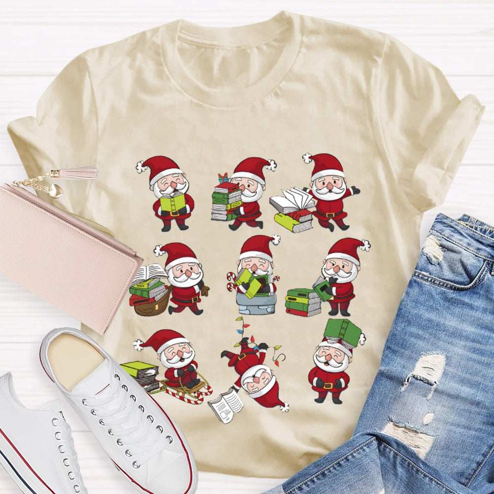 Santa Claus Reading A Book Christmas T-shirt