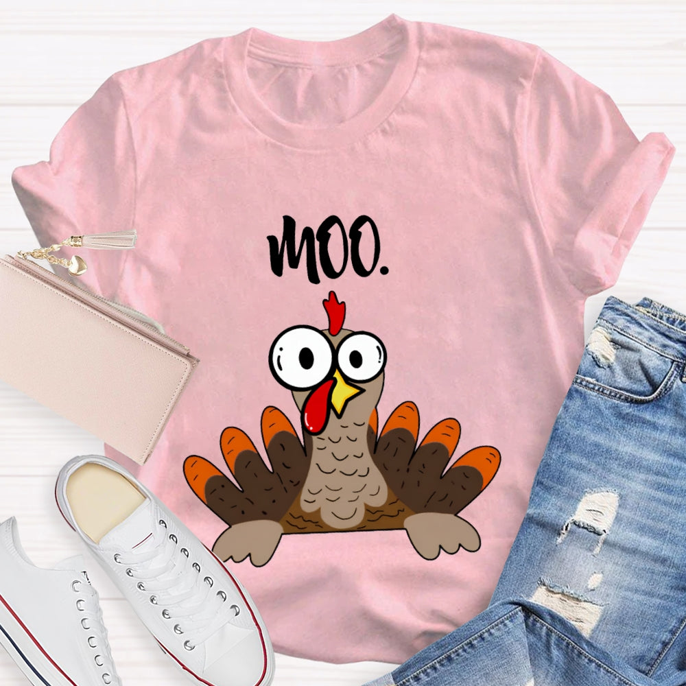 Moo Turkey Thanksgiving Teacher T-Shirt