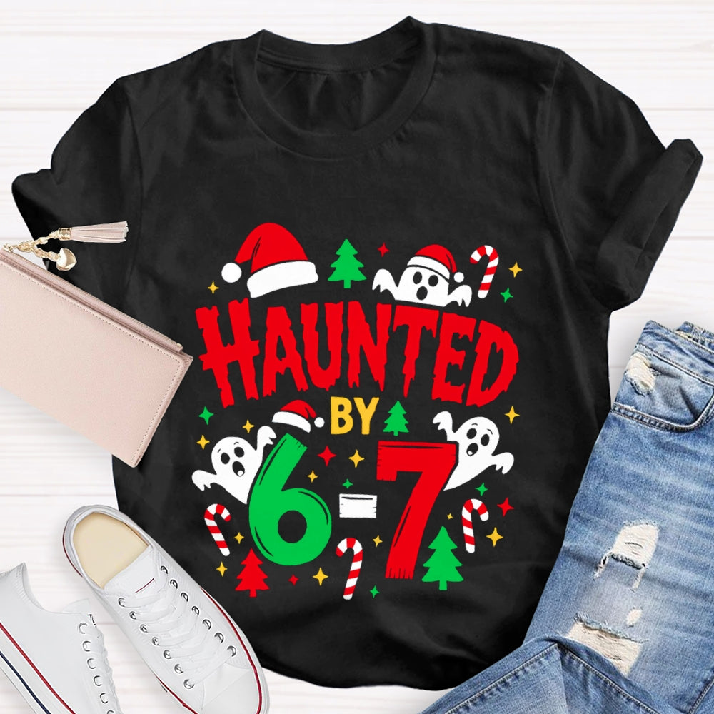 Haunted By Six Seven Christmas Math Ghost Teacher T-Shirt