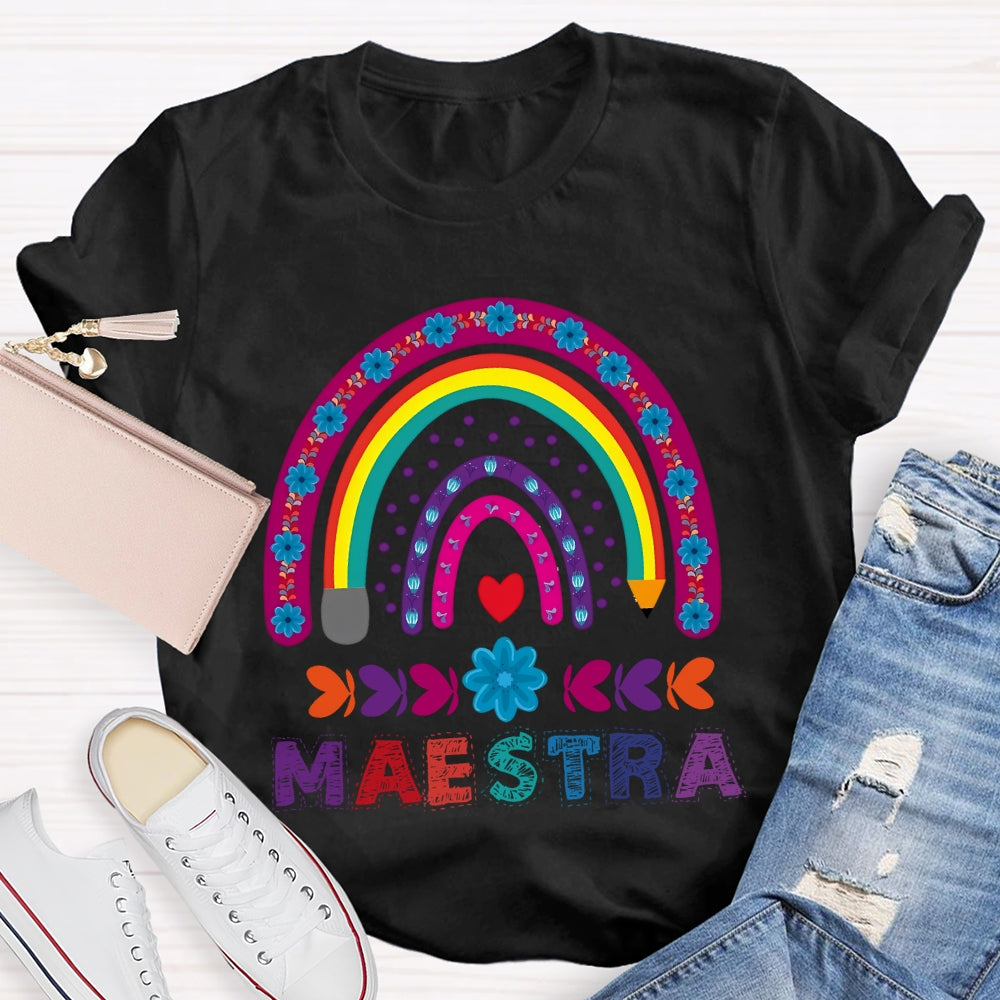 Maestra Purple Rainbow Heart T-Shirt
