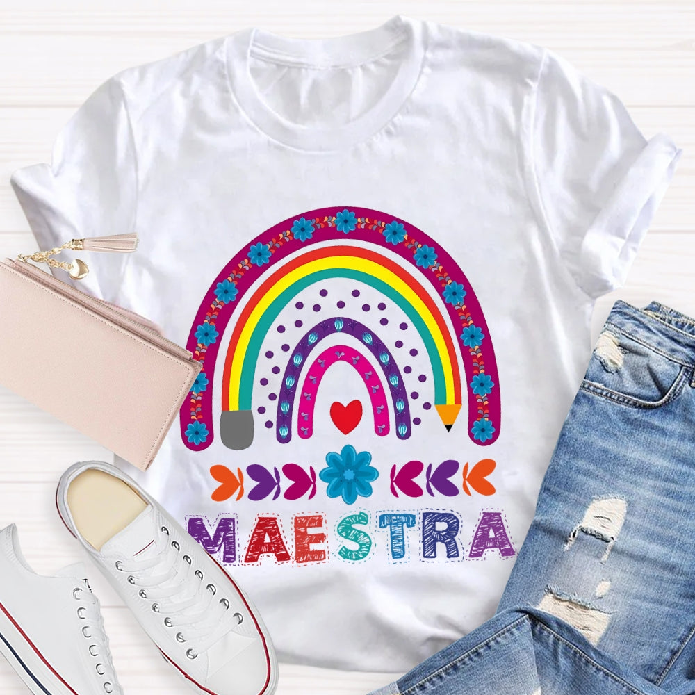Maestra Purple Rainbow Heart T-Shirt