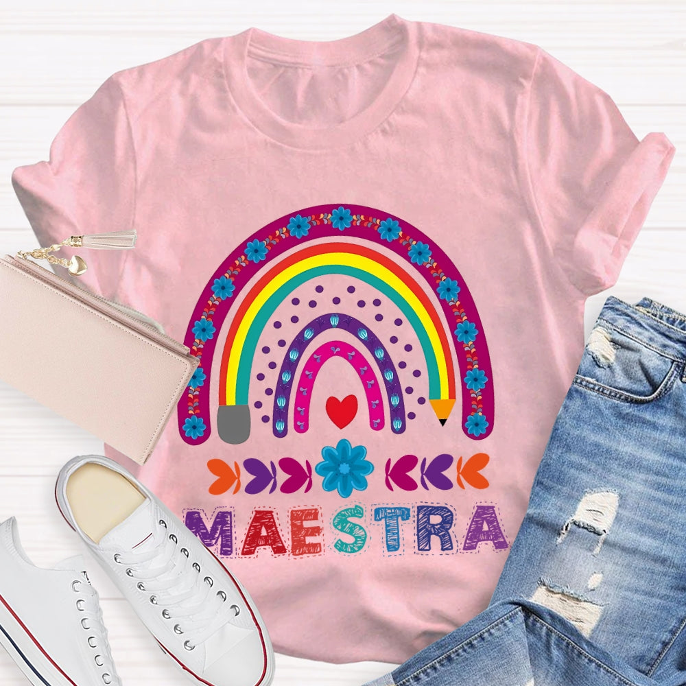 Maestra Purple Rainbow Heart T-Shirt