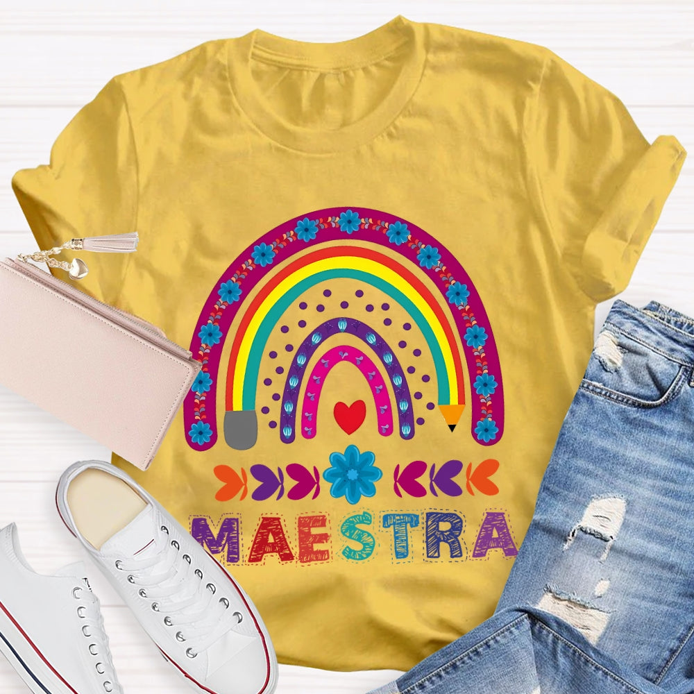 Maestra Purple Rainbow Heart T-Shirt