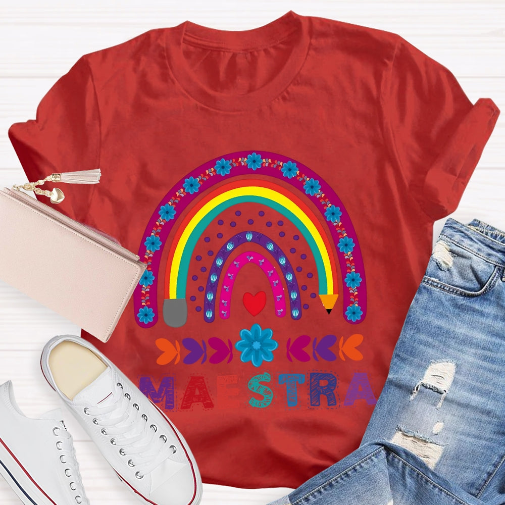 Maestra Purple Rainbow Heart T-Shirt