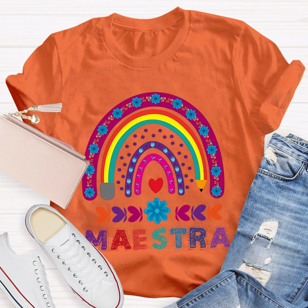 Maestra Purple Rainbow Heart T-Shirt