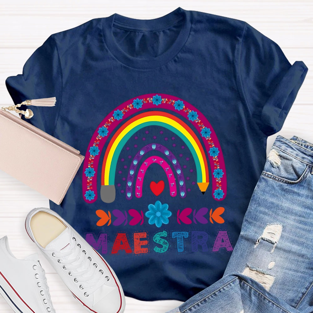 Maestra Purple Rainbow Heart T-Shirt