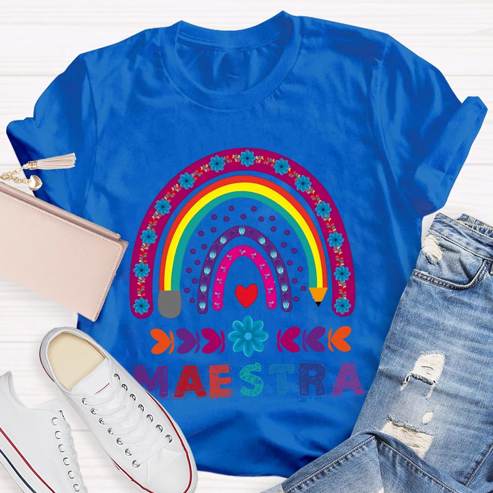 Maestra Purple Rainbow Heart T-Shirt