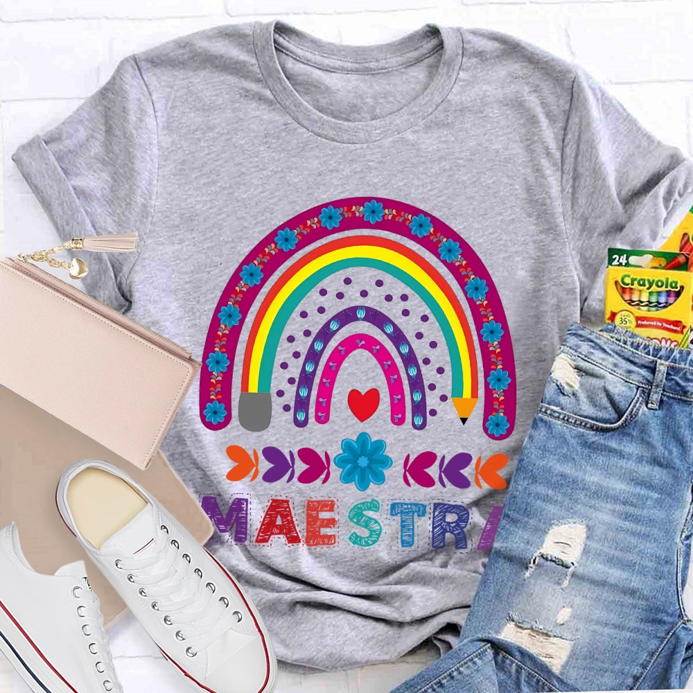Maestra Purple Rainbow Heart T-Shirt