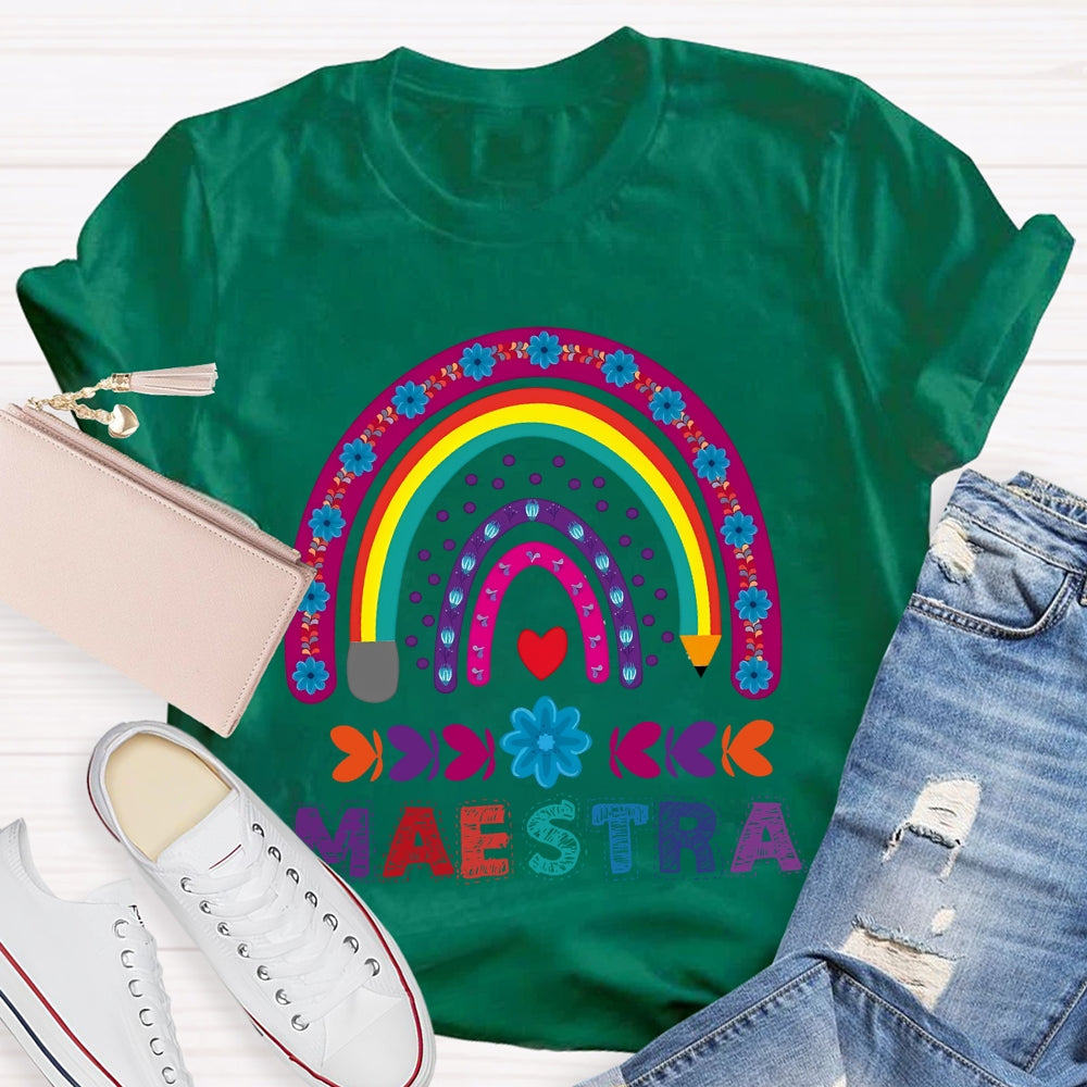 Maestra Purple Rainbow Heart T-Shirt