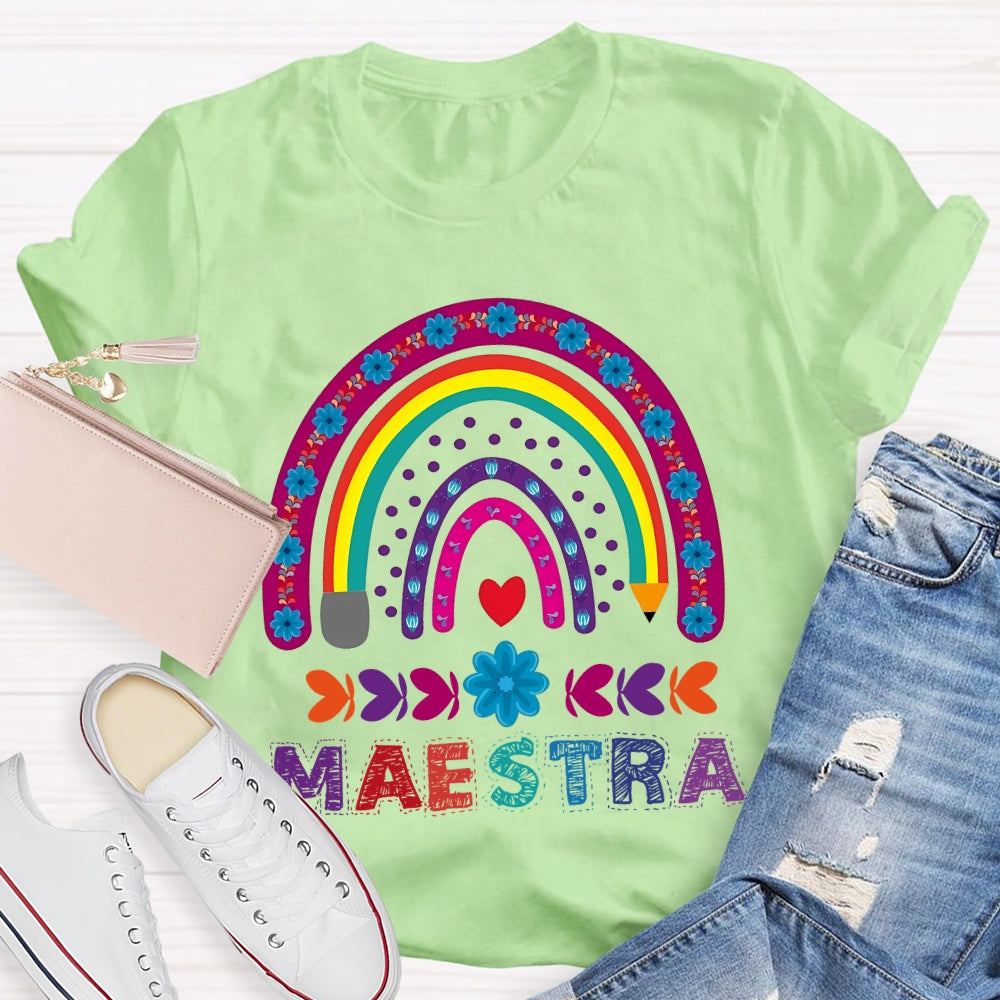 Maestra Purple Rainbow Heart T-Shirt