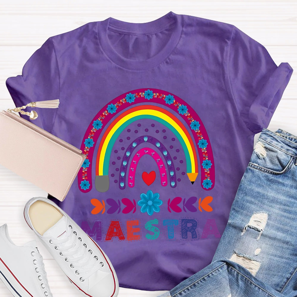 Maestra Purple Rainbow Heart T-Shirt