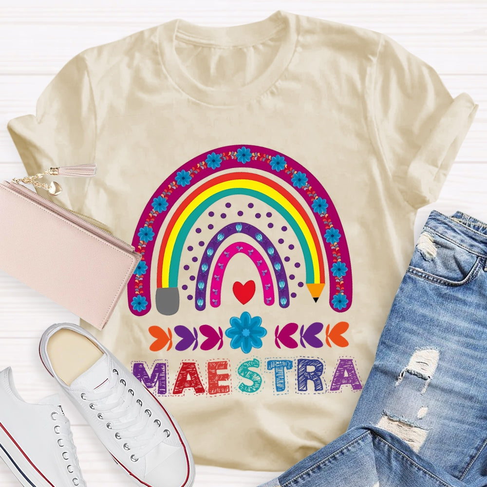 Maestra Purple Rainbow Heart T-Shirt