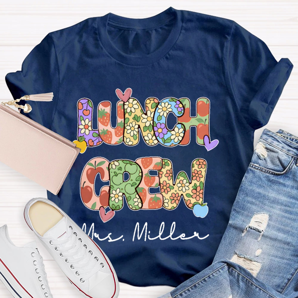 Personalized Name Lunch Crew  Floral  T-shirt