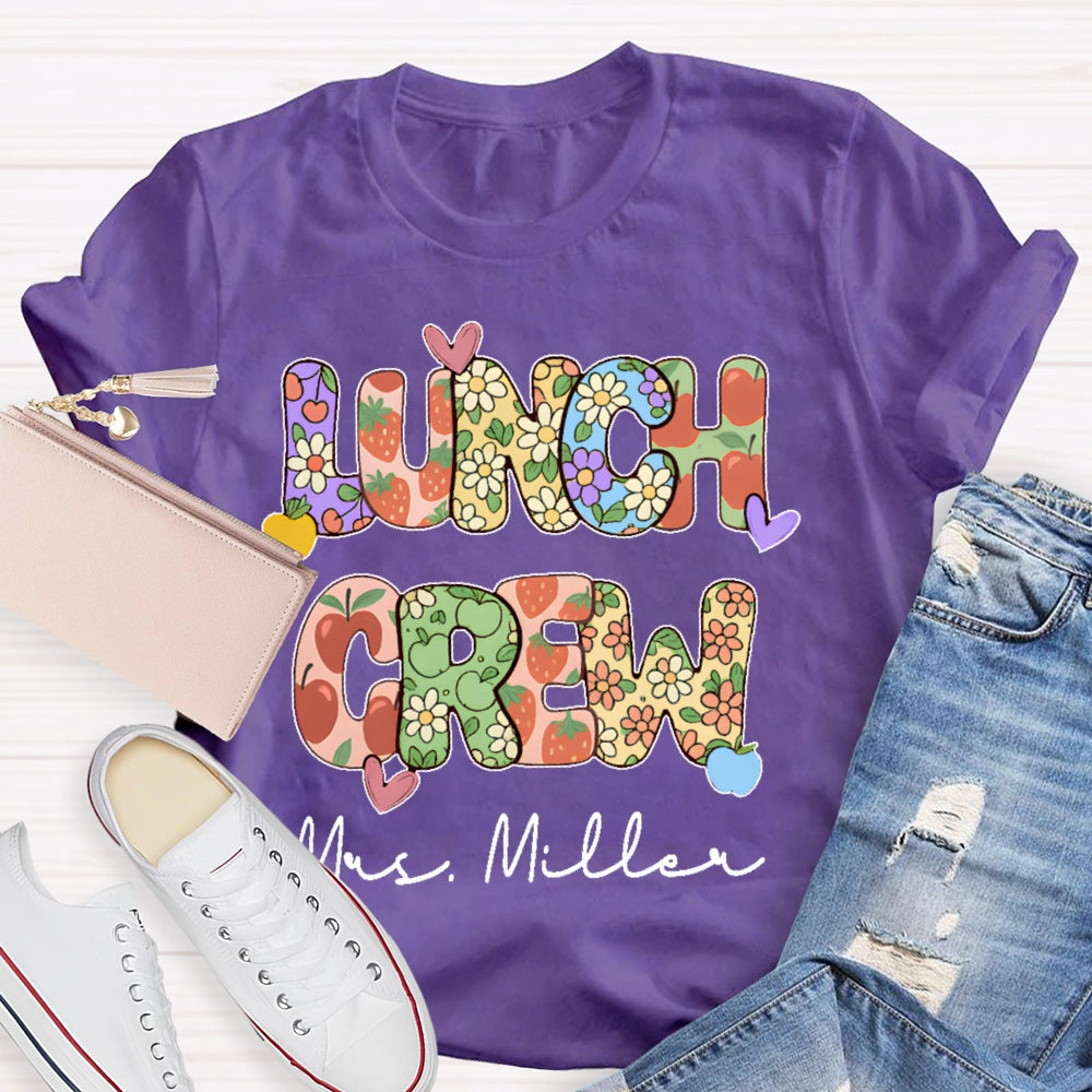 Personalized Name Lunch Crew  Floral  T-shirt