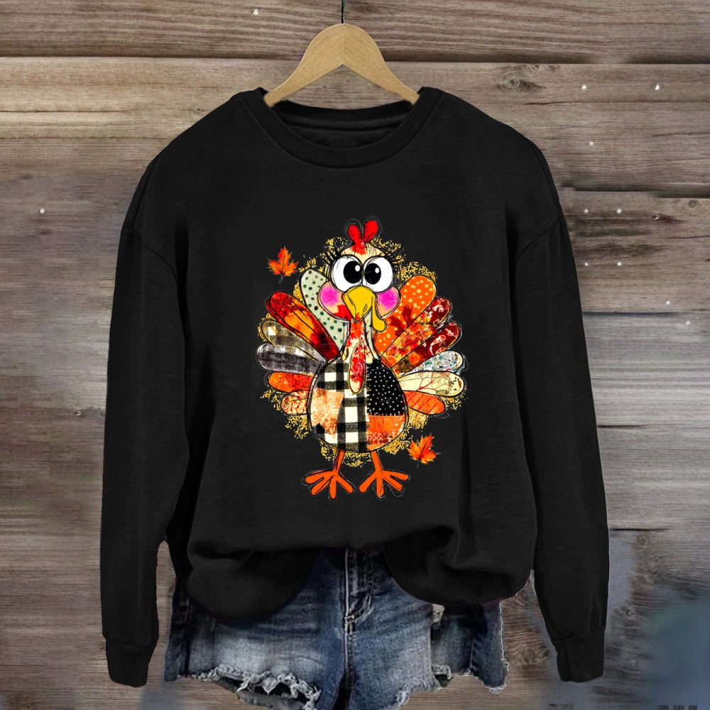 Collage Of Flowers And Thanksgiving Turkey Teacher Sweatshirt