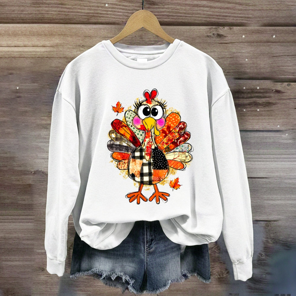 Collage Of Flowers And Thanksgiving Turkey Teacher Sweatshirt